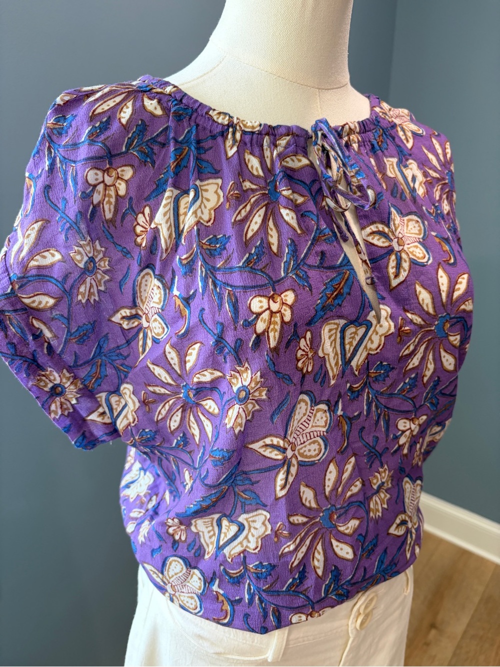 Xirena Tessa Top Purple Graze Floral Gauze Blouse S NWT - Picture 2 of 8